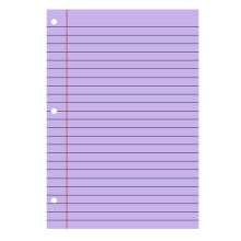 Lila anteckningsblock med 3 hål, 200 ark linjerade refills, 20 x 28 cm, linjerad, kompatibel med 3-ringspärmar