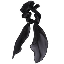 OUNONA élastiques à cheveux en satin noir, lot de 2, pour cheveux longs