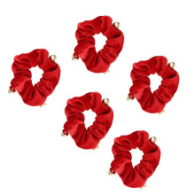 5 piezas de gomas para el pelo rojas para coleta alta, accesorios para el cabello de tela suave para mujeres y niñas.