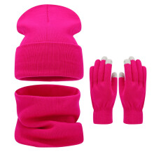 Muts, sjaal en handschoenen set voor dames, warme wintermutsen, gebreide muts, touchscreen handschoenen, geschikt voor koud weer en