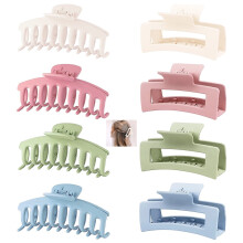 Lot de 8 grandes pinces à cheveux mates antidérapantes pour cheveux épais – Maintien fort, joli design (beige/rose/bleu/vert)
