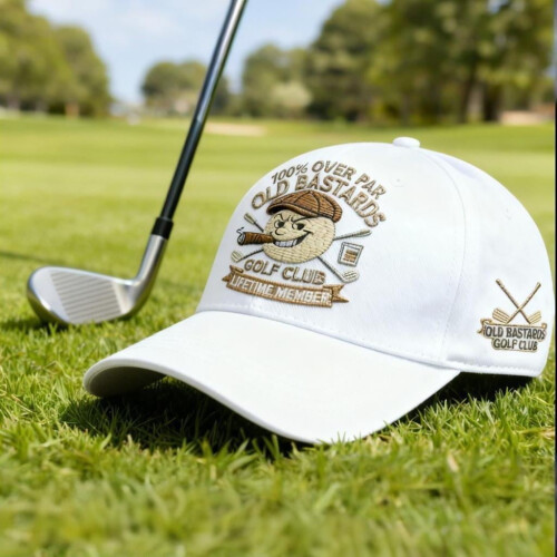 Old Bastards Golf Club broderad bomulls golfkeps vit