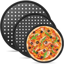 3PCS Round Perforated Pizza Pans (9"/11"/12"), Nonstick Carbon Steel Baking Trays for Oven – Compatible with Home & Restaurant Use