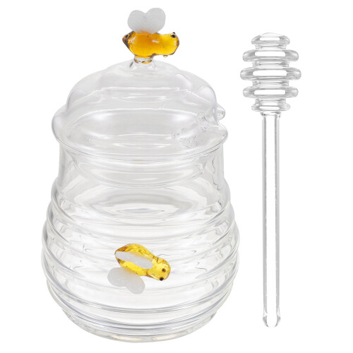 3Pcs Glass Honey Container with Dipper for Home and Kitchen Use 1
