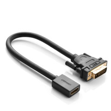 Cablu adaptor Ugreen DVI (mascul) la HDMI (fema), 0,15 m - negru