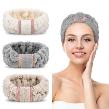 Kit com 3 faixas de cabelo femininas em microfibra para cuidados com a pele, ideais para lavar o rosto, remover maquiagem, praticar ioga e outros