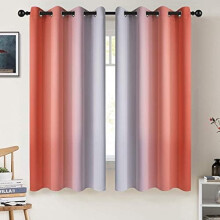 Ombre Room Darkening Curtains 52x63" Coral Grey Gradient 2