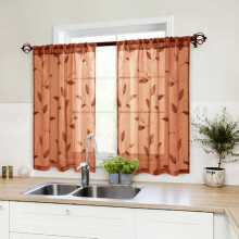 Burnt Orange Sheer Kitchen Curtains 30x36 Inch 2 Panels