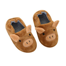 Girls Boys Plush Slippers Warm Cartoon Animal Closed Toe Non- Soft Sole On Fuzzy Shoes Kids Handsome Casual Daily Party Photoshoot Slipper,Coffee,5/6