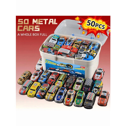 50er-Set Mini-Autos aus Eisen mit Reibungsantrieb
