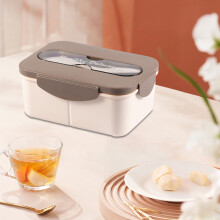 Magnetronbestendige bentobox met 3 compartimenten, lekvrij, grijs
