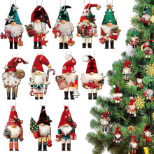 36 décorations de Noël vintage en bois : Père Noël, renne, bonhomme de neige – Décoration rustique pour sapin, compatible avec les crochets
