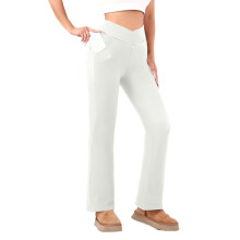 Fleecevuoratut leggingsit naisille V-vyötäröllä varustetut levenevät joogahousut, lämpimät bootcut-leggingsit kylmään säähän