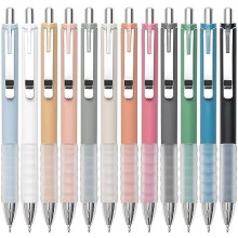 Stylo à bille noir, pointe moyenne 1 mm, grip ultra-doux, rétractable, pour hommes et femmes (argenté - lot de 12)