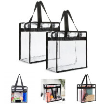 Set van 2 transparante, goedgekeurde draagtassen, 30x15x30 cm, met ritssluiting en handvatten – ideaal voor concerten, sport, festivals, werk,