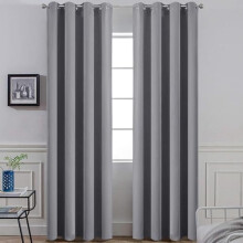 Grey Blackout Curtains 52x84 in, Triple-Weave Grommet