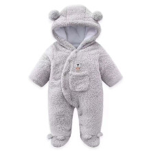 Lulshou Winter Bear Fleece Hooded Jumpsuit for Baby 0-3M – Warm Velvet Climbing Outfit, Compatible with Newborns