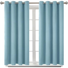 Room Darkening Curtains 54 Inches Long - Grommet Thermal Insulated Drapes Window Treatment Curtains for Bedroom, 2 Panels, 52 x 54 Inch, Greyish Blue