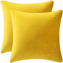 Euro Sham Covers24x24" Žlté, Balenie 2 kusov, Mäkké zamatové štvorcové obliečky na vankúše na pohovku, gauč, posteľ – Moderné luxusné