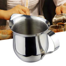 Ludlz Stainless Steel Milk Frother Cup, 12 oz/350 ml, Frosting Finish, Compatible with Espresso Machines & Milk Frothers