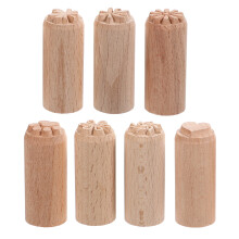 Wooden Clay Stamp 7Pcs Column Wood Clay Stamps Hand Carved Stamps DIY Pottery Printing Blocks with Mixed Patterns