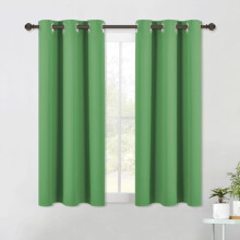 Rideaux occultants vert forêt (L 86 x H 122 cm), lot de 2, isolation thermique, œillets, blocage de la lumière — Compatibles avec les tringles