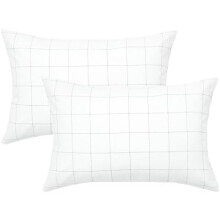 Taies d'oreiller rayées 100 % coton, format Queen, lot de 2