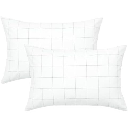 Taies d'oreiller rayées 100 % coton, format Queen, lot de 2