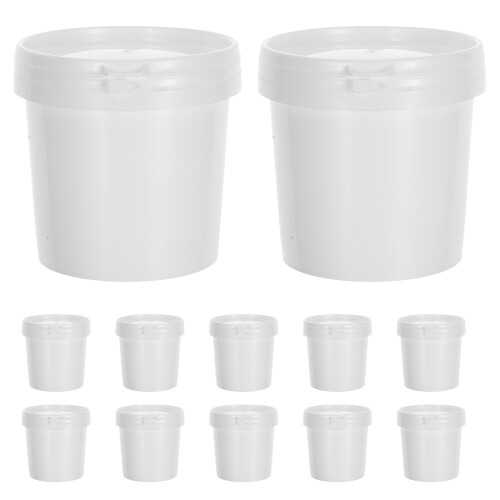 12Pièces Petits Seaux Plastiques Blancs Étanches Multi-Usages 500Ml