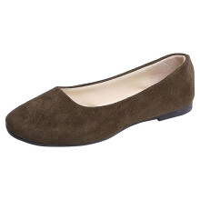 Keusn Damen Ballerinas, einfarbig, klassisch, mit eckiger Spitze, einzelne Schuhe, flache, lässige Schuhe für den Frühling, olivgrün, Größe 5,5