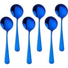 Paquete de 6 cucharas de acero inoxidable para sopa, cuchara redonda para postre, cucharas de acero inoxidable de 6.3 pulgadas para gachas, frutas y