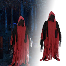 Halloweenskelettmantel 175 cm, hellång kappa med huva för män, tonåringar och barn – kompatibel med cosplay och anime
