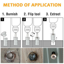 Ensemble de 6 outils extracteurs de vis endommagées, abîmées et cassées, foret et embout de vissage