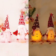 Valentine's Day Red LED Gnomes Holding Rose & LOVE Sign – Plush Table Ornaments, Home Decor, Kids Gift (2PCS)