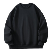 Sweat-shirt homme uni à manches longues et col rond, sans capuche, noir, taille L.