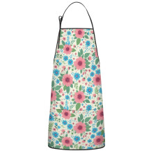 Floral Print Cotton Linen Apron with Pockets 33x27 Inch