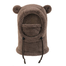 Čiapka 3v1 so šatkou a maskou, unisex, zimná teplá flísová kukla, termálna sherpa kapucňa, lyžiarska maska, maska na tvár (roztomilé uši,