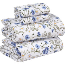 100% katoenen lakenset voor een tweepersoonsbed (4-delig), zacht en ademend percal, 40 cm diepe hoes, hotelstandaard, fris en koel gevoel, gestreept