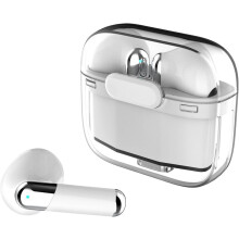 Smarte oversættelsesøretelefoner, 144-sproget realtids tovejs oversætter, ægte trådløs Bluetooth, kompatibel med app, opladningsetui, hvid