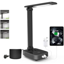 Lampada da scrivania a LED con 4 porte USB, 2 prese CA e cavo da 1,5 m.