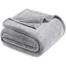Fleece Blanket Queen Size for Bed, Super Soft and Warm, All Season Use, Cozy, Plush, Lightweight, 90x90 Inches, Light Grey