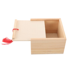 2Pièces Coffrets Bois Beige Décoratifs Couvercle Coulissant