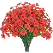 Set van 21 kunstbloemen voor buiten, UV-bestendig, imitatiezijde, decoratie voor veranda en vensterbank (licht herfstoranje)