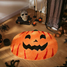 Tapis de bain Halloween – Tapis de bienvenue citrouille pour l'entrée, le salon, la chambre et la chambre d'enfant – Compatible avec la
