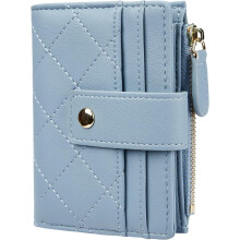 Women's Cute Leather Card Holder Small Compact Bifold Wallet with Zip Coin Pocket