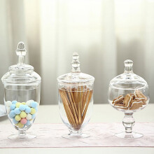 Lot de 3 bocaux d'apothicaire en verre transparent de 23 cm, 25 cm et 28 cm de haut, avec couvercles, pour emballages cadeaux et décorations de