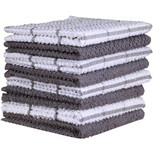 AMOUR INFINI Frottee-Geschirrtücher (30 x 30 cm), 8er-Set, super saugfähige Küchentücher zum Spülen und Trocknen von Geschirr – Hellgrau