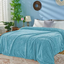 Blue Fleece Throw Blanket 90 x 90 in
