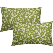Kissenbezüge in Limettengrün mit Vintage-Blumenmuster, 2 Stück