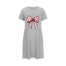 Valentin-napi női szívmintás, masnival díszített hálóing, plus size3XL-5XL, tejszínes selyem hálóruha – Valentin-napi ajándék